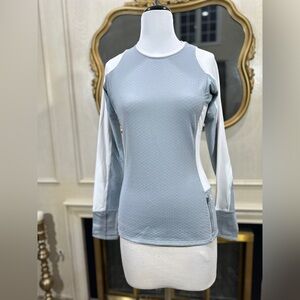 Athleta Top S Running Heat Zone Grey White Gorpcore Sportcore